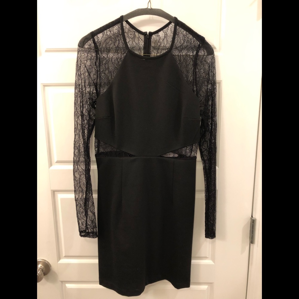 BCBG Size 4 Black Dress with Lace Back and sides